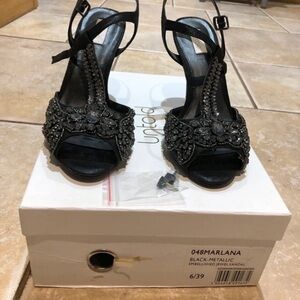 Unlisted Black Metallic Embellished Sandals